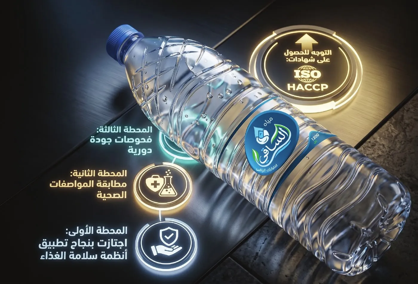 Al Saqi bottle with quality checkpoints