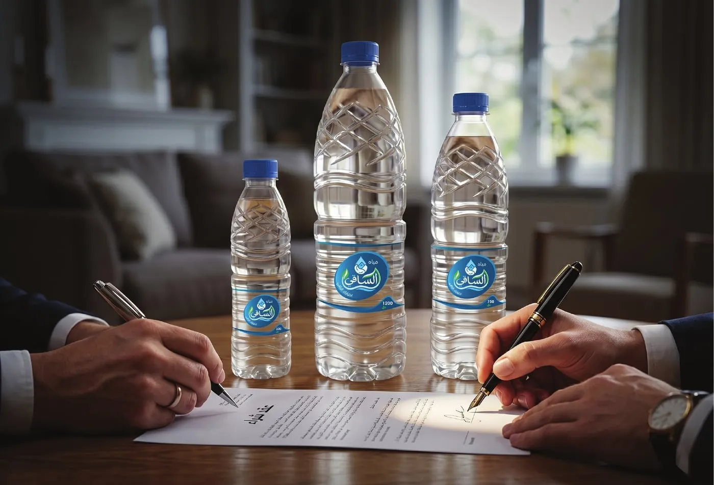 Business partners signing an Al Saqi supply agreement